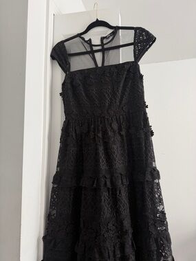 Ina Black Lace Maxi Dress with Sheer Yoke